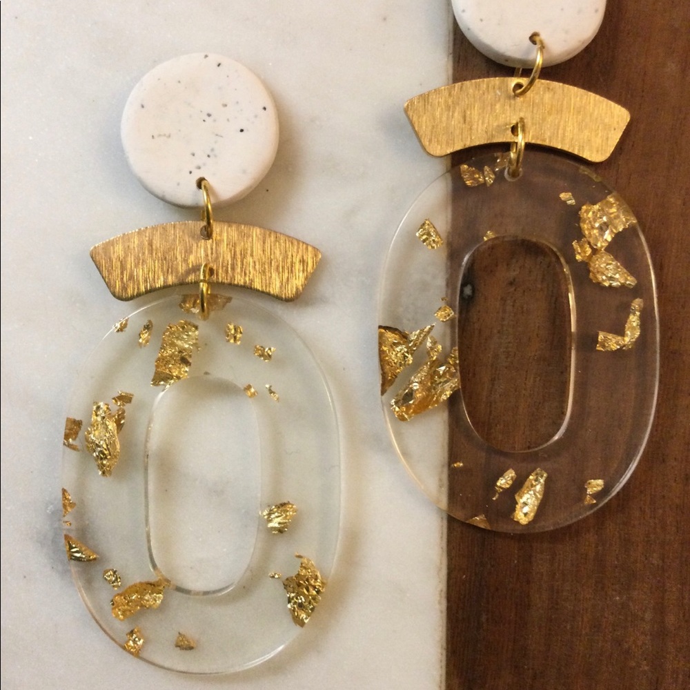 Polymer clay and brass earrings - Picture 2 of 5